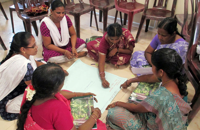 Lakshmi at her tailoring workshop